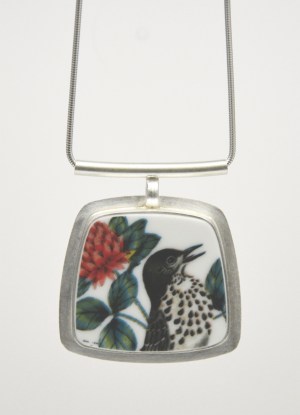 Necklace: Song Thrush - Porcelain Trapezoid  #56