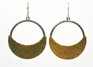 Earrings - Moon Crescent Hoop, Sterling Silver & Brass