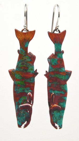 Earrings - Salmon Pink, Copper