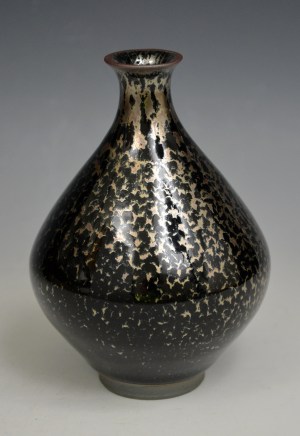 FURUTANI Noriyuki - Peach-Silver Yuteki Tenmoku Sake Bottle