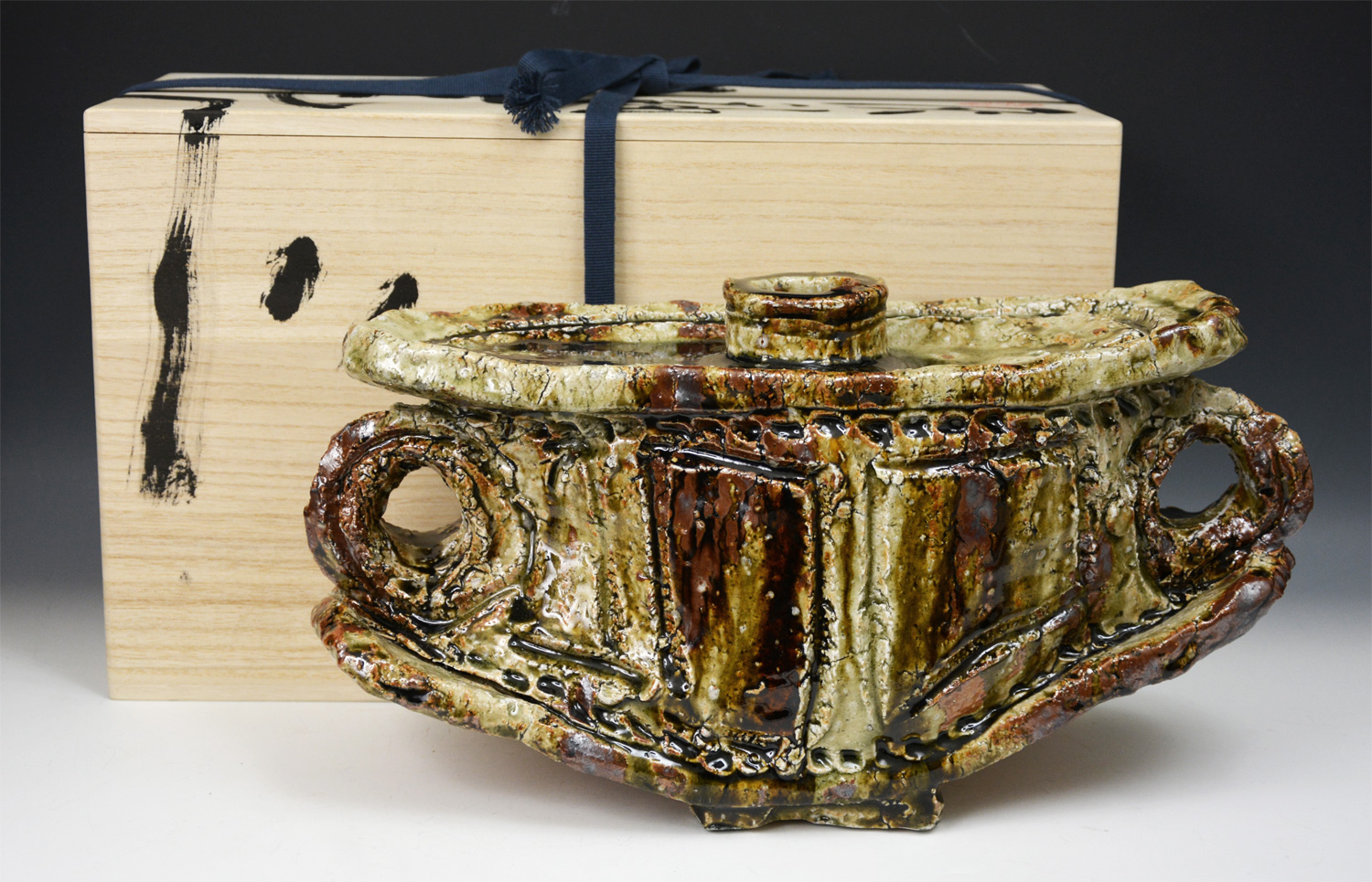 MURAKOSHI - Tobe Ash Glazed Vase w/ tomobako box - #1163 - Image 8