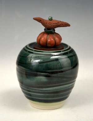 Vessel 159 - Brown Raven with Green Jar