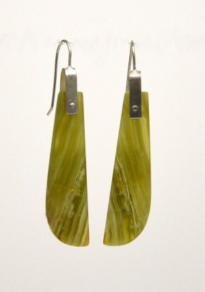 Earrings - Green Calcite with Silver