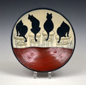 Bowl - Footed Small w/ Cats