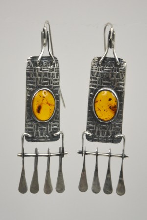 Sterling Silver and Amber Earrings