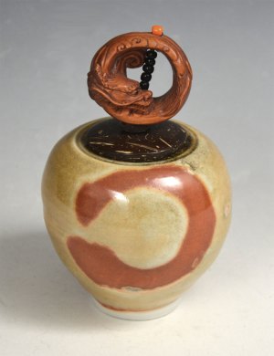 Vessel 169 - Dragon with Orange Swirl Jar