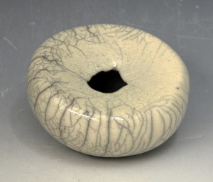 Round Vessel with White Crackle Glaze #5