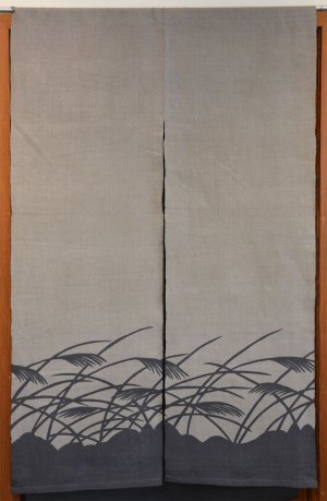 Noren - Grass Design on Warm Gray Linen TAN106