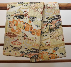 Obi - Cranes, Fans and Chrysanthemums #055