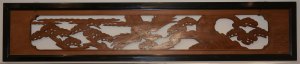 Ranma (transom) Pine Tree & Bird with Black Lacquer Border- TAN306