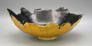 Bowl - Black & Gold Ruffle-Edged #92
