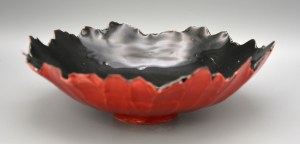 Bowl - Black & Red Ruffle-Edged #91