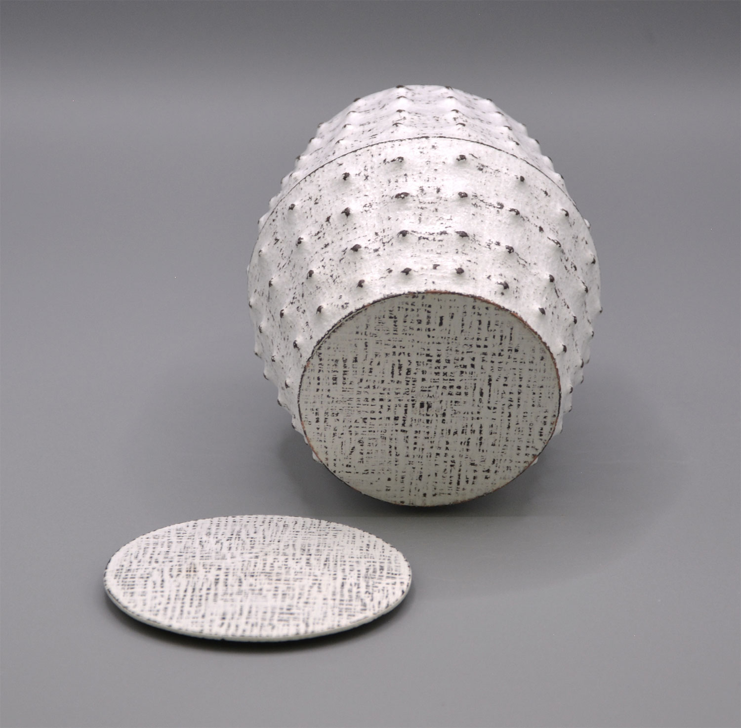 White painted Copper Container with Dot pattern - Image 4