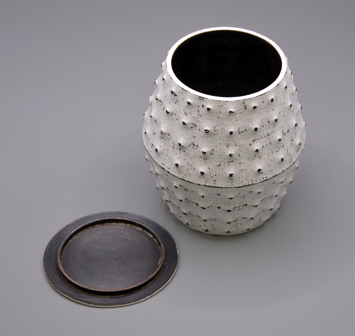 White painted Copper Container with Dot pattern - Image 5