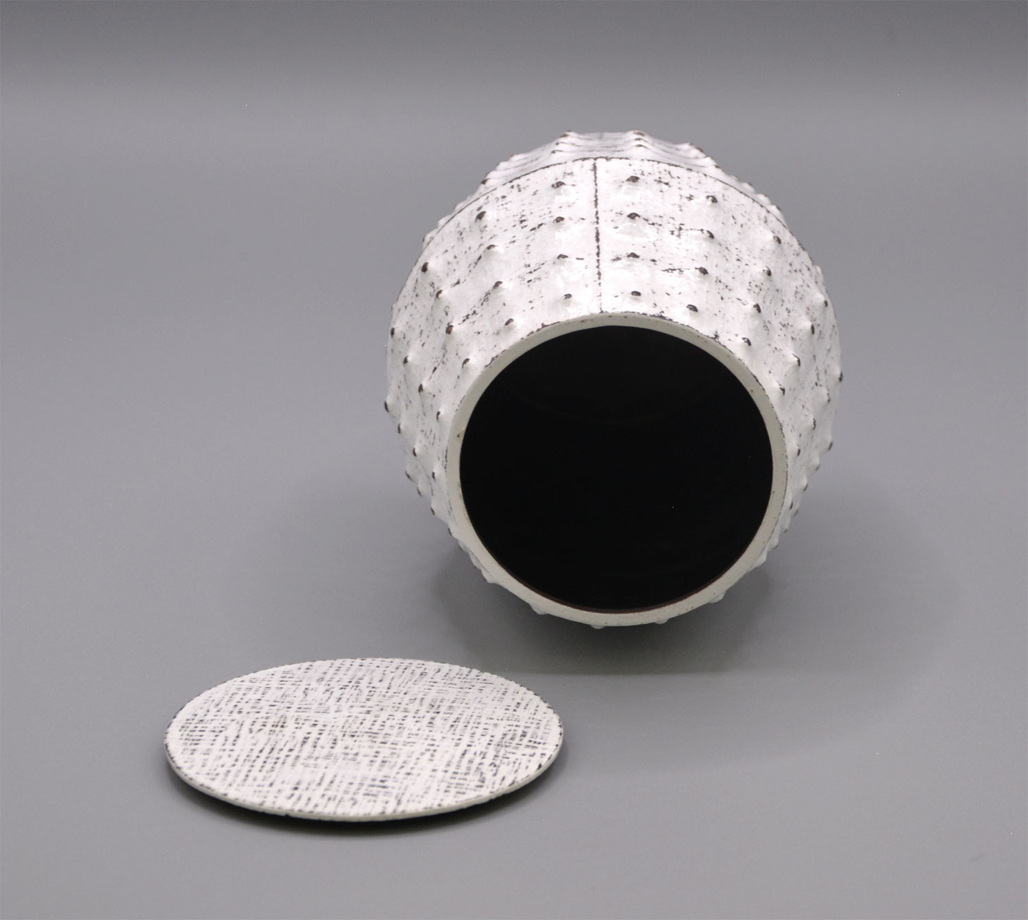 White painted Copper Container with Dot pattern - Image 6