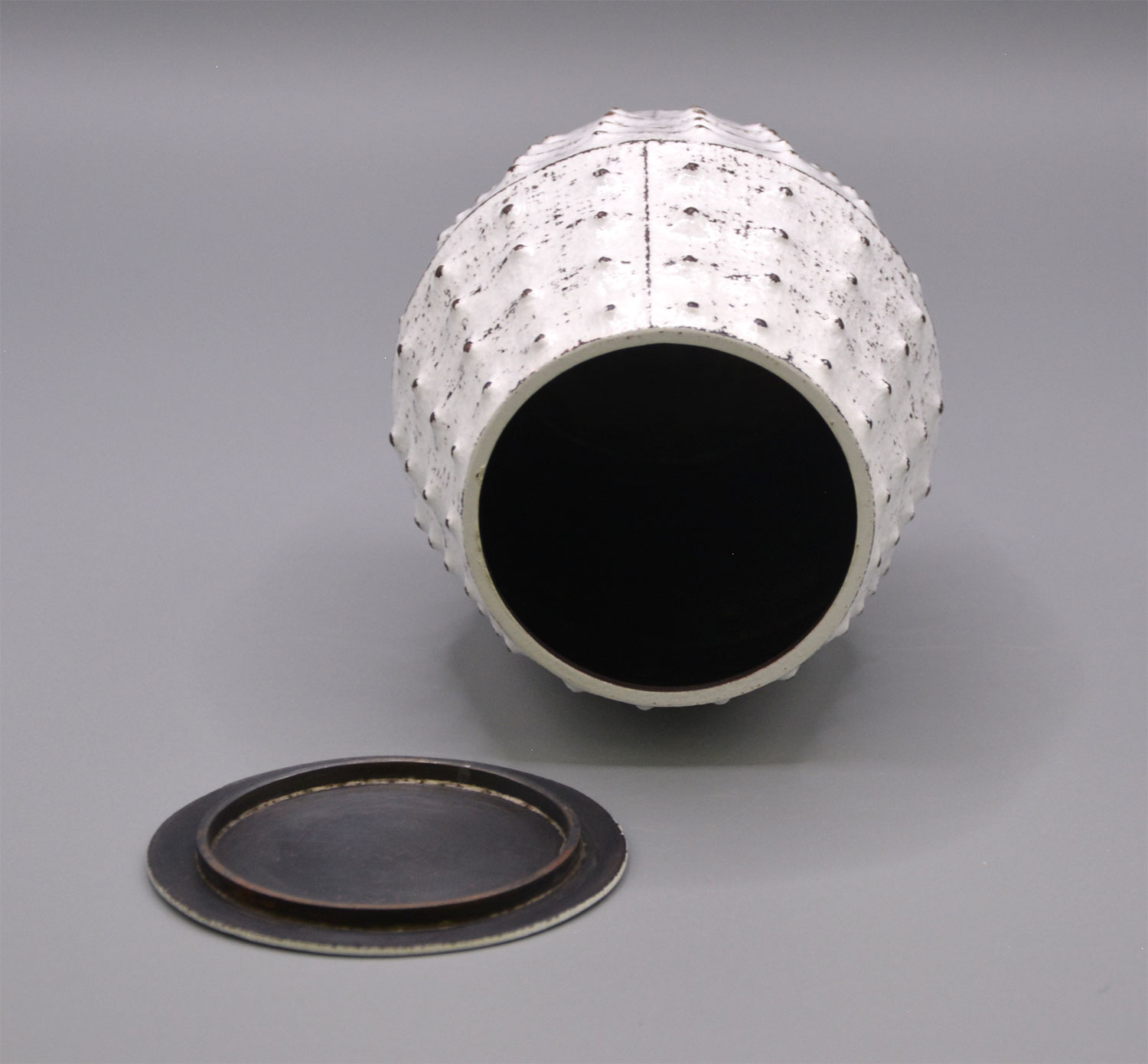 White painted Copper Container with Dot pattern - Image 7