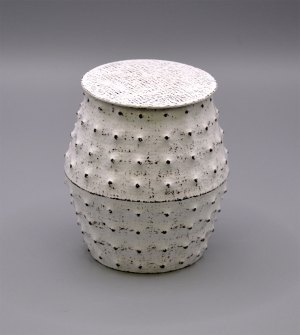 White painted Copper Container with Dot pattern