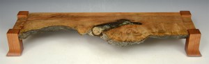 Display Stand - Live Edge Maple Burl with Rock & Turquoise inlay #60