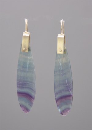 Earrings - Blue & Purple Fluorite with Silver