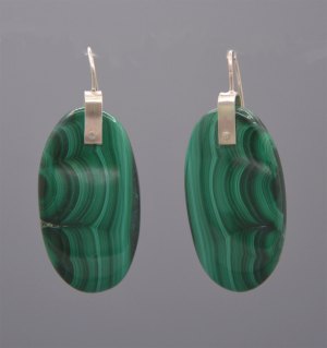 Earrings - Malachite (oval) and Silver