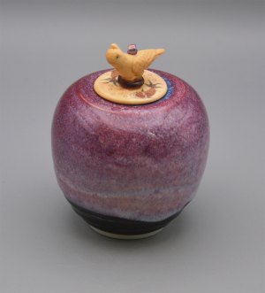 Vessel 185- White Bird with Violet Jar