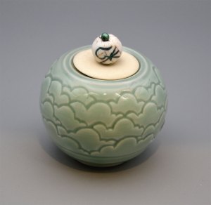Vessel 190 - White Bead with Celadon Cloud Jar