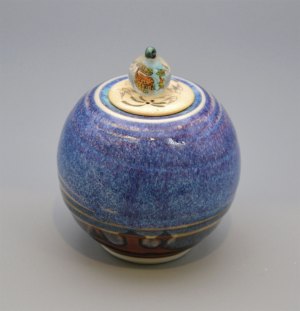 Vessel 194 - Glass Bead with Periwinkle Blue Jar