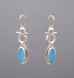 Earrings - Egyptian Leaf with Vintage Glass #63