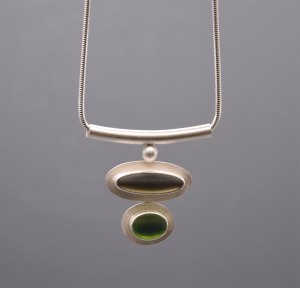 Necklace - Olive Ellipse & Bronze Oval #67