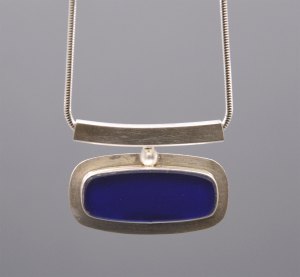 Necklace - Horizontal Cobalt Blue Glass #68
