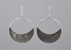 Earrings - Moon Crescent Hoop, Sterling Silver